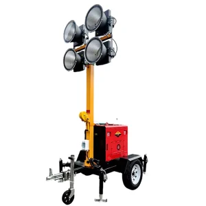 7 meter Hand cranked Portable Lighting Tower Equipped with a 5kw diesel Silent Generator Set