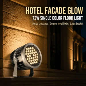 72W High Bright Warm White LED Flood Light IP66 Die Cast Aluminum CE RoHS AC85 265V DMX512 Control Outdoor Building 5 Year