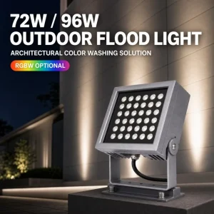 72W High Power IP66 Waterproof Outdoor Landscape Lighting for Garden Building Facade Pillar Wall Courtyard LED Flood Light