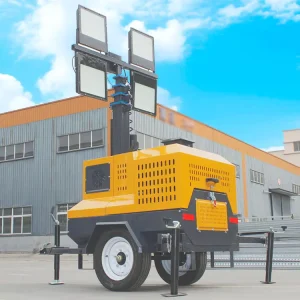7M Diesel Generator 4x400W Mobile LED Light Tower Telescopic Mast Portable Outdoor Lighting with IP65 White Emitting Color