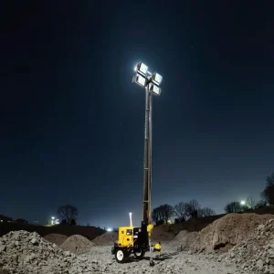 7M Portable Industrial LED Light Tower Horizontal Fold High Mast Diesel Power Tower Lights for Construction Site
