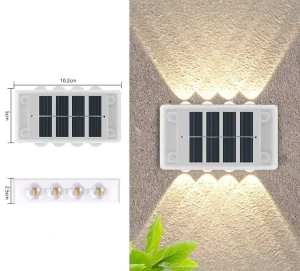 8/10 LED ABS Up and Down Solar Wall Light Outdoor IP65 Waterproof Wall Mounted Garden Light