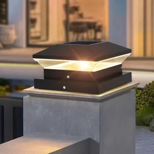 8-LED Solar Pillar Light with Dual Color Temperature IP65 for Outdoor Courtyards, Gardens, Fences, and Villas