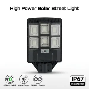 800W 1000W 2000W Solar LED Street Light Outdoor Remote Control Motion Sensor IP66 ABS Road Use 6000K Daylight 50000 Hours