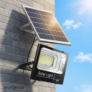 80W High Power Solar Flood Light IP67 Waterproof Outdoor with Remote Control & Light Sensor for Garden Yard Security Lighting