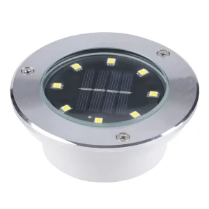 8LED Round Waterproof Garden Recessed Solar Underground Deck Light