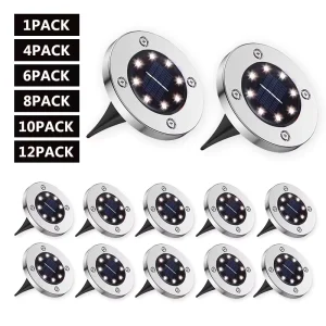 8LED Solar Panel Stainless Underground Garden Street Light Outdoor IP44 Ground Light Inductive