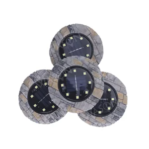 8LED Underground Solar Stone Disk Lights Lawn LED Solar Power Lamp Outdoor Garden Decorative Ground Marble Light