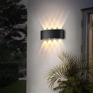 8W 2W 4W 6W 10W 12W Oval up and Down Outdoor Waterproof Wall Lamp Mounted Waterproof IP65 Exterior Wall Light Porch Garden Light