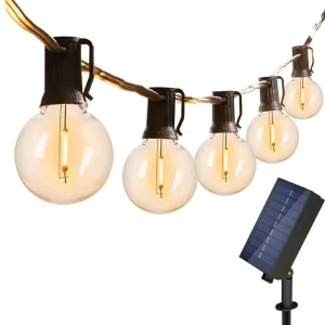 9M/15M/18M/30M Solar LED String Lights G40 Shatterproof Bulb Patio Light Camper Garden Waterproof Hanging Light for Garden Decor