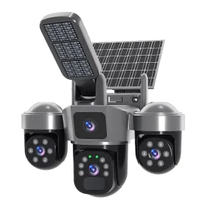 9MP 12MP 15MP 3 Lens Outdoor Solar Street Light Camera WiFi 4G PTZ Security Dome Camera Human Detection 2 Way Audio