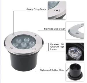 9W LED Square IP67 Waterproof Underground Garden Path Light Uplighter, AC85-265V/DC12V
