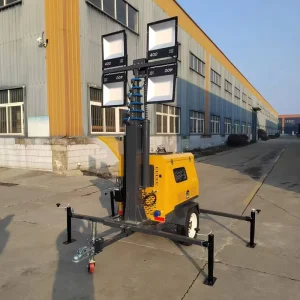 9m Diesel Generator 5*400W Mobile LED Light Tower Telescopic Mast Portable Outdoor Lighting White Light OEM Accepted