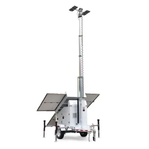 9m Mast Solar Light Tower CE ISO9001 Approved DC Powered Solar Trailer with Generator for Public Lighting Projects