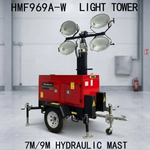 9m Portable Mobile Lighting Tower Trailer Metal Halide Lamp Outdoor Lighting for Construction