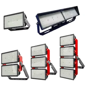 A03 Series Side by Side Vertical Module Red Black Frame Aluminum High Mast Floodlight RGB Flood 1000W LED Stadium Light