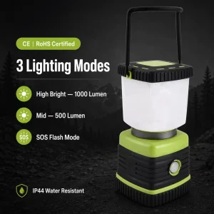 A12E Portable LED Camping Lantern IPX4 Waterproof 2 in 1 Flashlight Emergency Light for Tent Outdoor Indoor Power Outage
