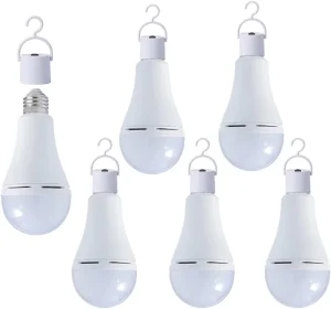A19 Emergency Rechargeable LED Light Bulb with 800mAh Battery E27 Base IP20 Rated 360 Beam Angle for Home Camping Use