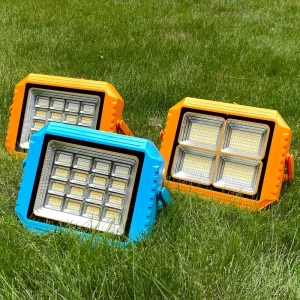 ABS LED Outdoor IP65 Emergency Adjustable Lighting Solar Powered Flood Light with Flashlight for Construction Site Camping Hiking