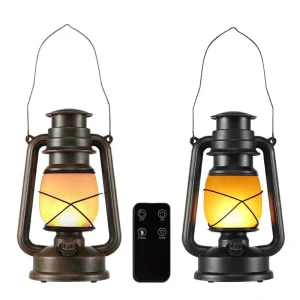 ABS Material Conventional Lantern Camping Lamp 3*AA Battery LED Portable Tent Lighting Decorative Flame Lamp with Remote Control