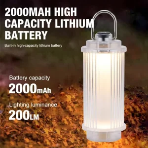 ABS Material Outdoor Mini Camping Lamp Li-ion 2000mAh Rechargeable IPX5 Waterproof for Camping Hiking Emergency Use
