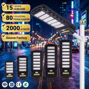 ABS Outdoor Lighting 100W 150W 200W 250W 300W All-in-One LED Solar Street Light