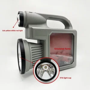 ABS Simulation Flame Portable Camping Flashlight, Rechargeable, Multifunctional, Outdoor Solar Searchlight