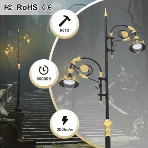 AC IP66 LED Aluminum Antique European Style Street Lamp Post 2.5M-3.5M Landscape Outdoor Vintage Garden Light