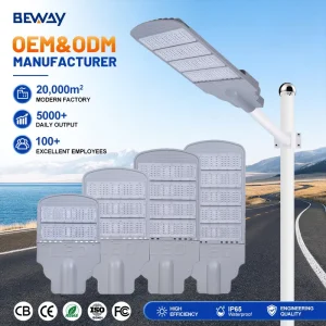 AC-Powered Gray LED Street Light 100W 150W 200W 250W