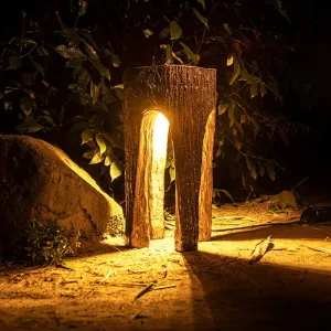 AC Powered LED Light Source Wood Seat Lamp for Villa Garden for Backyard Nature Landscape Outdoor Park Decoration Lawn Lighting
