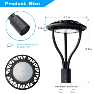 AC Powered LED Post Top Light Fixture Housing IP65 IK05 Rated Die cast Aluminum Bracket Mounting for Road