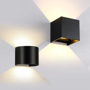 AC220V Black Aluminum Outdoor Patio Garden Lamp Decorative Exterior up Down Lighted Waterproof Ip65 Led Modern Wall Light