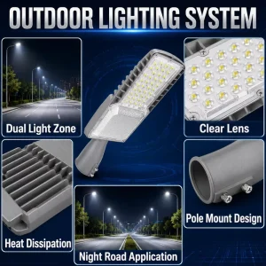 AC85-265V LED Street Light 100W 150W 200W 300W 6000K Daylight Outdoor Street Lamp CE RoHS Approved
