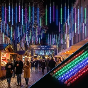 AIDLIN LED Meteor Light Strings PVC RGB IP67 Waterproof Falling Rain Snowfall Tube Outdoor Christmas Tree Hanging Decor Garden