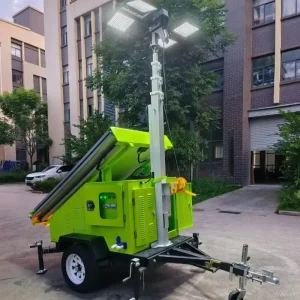 AU US Standard Solar Mobile Light Tower LED Light Trailer Mounted 7m Mast