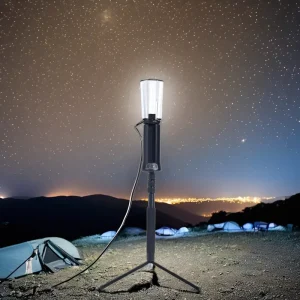 Adjustable Angle 4-Leaf Camping Light 3000K-6500K Rechargeable 12Ah Lithium Battery with Aluminum Alloy Tripod