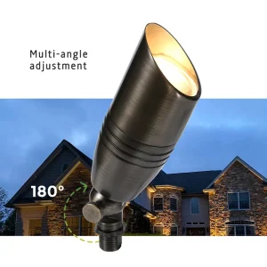 Adjustable Brass Outdoor LED Spotlights Low Voltage Waterproof IP65 Garden Lighting Bronze Lamp Body Lawn Spike Light