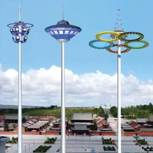 Adjustable High Mast Light Pole LED Stadium Light 15m 40m Customizable Steel IP68 10-Year Warranty Hot Dip Galvanized CRI85