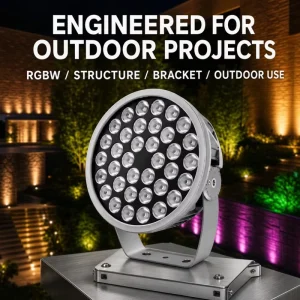 Adjustable Landscape Outdoor RGBW Flood Lights IP66 CRI 90 Garden Spot Circular Projection 120W 300W Power Cob LED Reflector