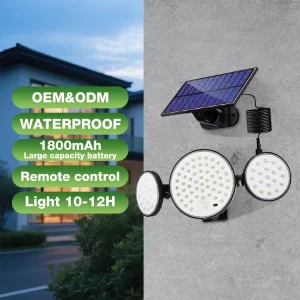All Weather Resistant ABS 1.5W Outdoor Garage Street IP65 Waterproof CE Certified Sepreated 3 Head Solar Garden Wall Light