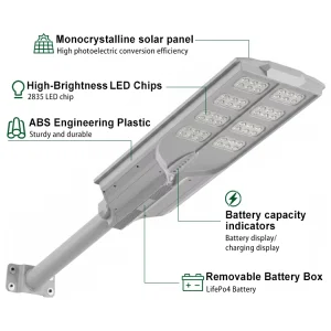 All in One SMD5054 IP67 ABS High Lumens Solar Street Light for Outdoor Highway Road Lighting