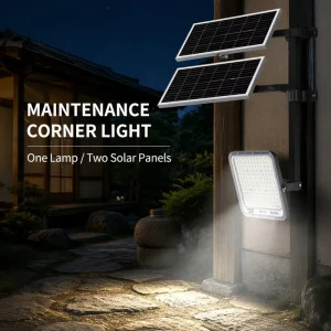 All in One Solar Floodlight Aluminum Outdoor IP66 Waterproof LED Light with Remote for Garden Courtyard Garage