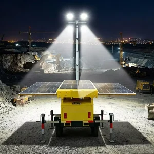 All in One Solar Light Trailer with Highly Efficient Panels Expandable Mast for Mining Road Work