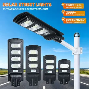 All in One Solar Street Light ABS Radar Sensor 100W 500W IP65 Waterproof LED Lamp for Road Garden Yard Park