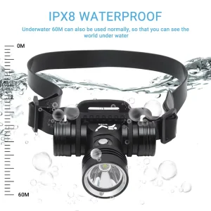 Aluminum 10W 60M Waterproof Underwater Diving Headlamp