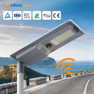 Aluminum 120W 200W IP66 Outdoor LED Solar Street Light with CCTV Camera LiFePO4 Battery 5-Year Warranty for Road Use