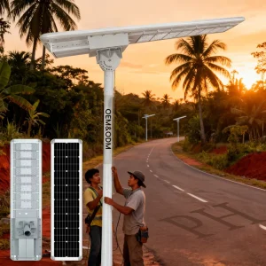 Aluminum 300w 400W 100w 60w IP65 150w Municipal Inbuilt Batteries All in One Outdoor Solar LED Street Light