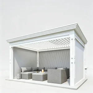 Aluminum Alloy Outdoor Pergola Gazebo with Adjustable Waterproof Louver Roof