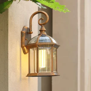 Aluminum Alloy Outdoor Wall Lantern, Glass Diffuser, E27 Base, Waterproof, for Garden