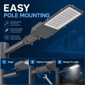 Aluminum COB LED Outdoor Street Light, IP65 Waterproof, 50W/100W/150W/200W/300W